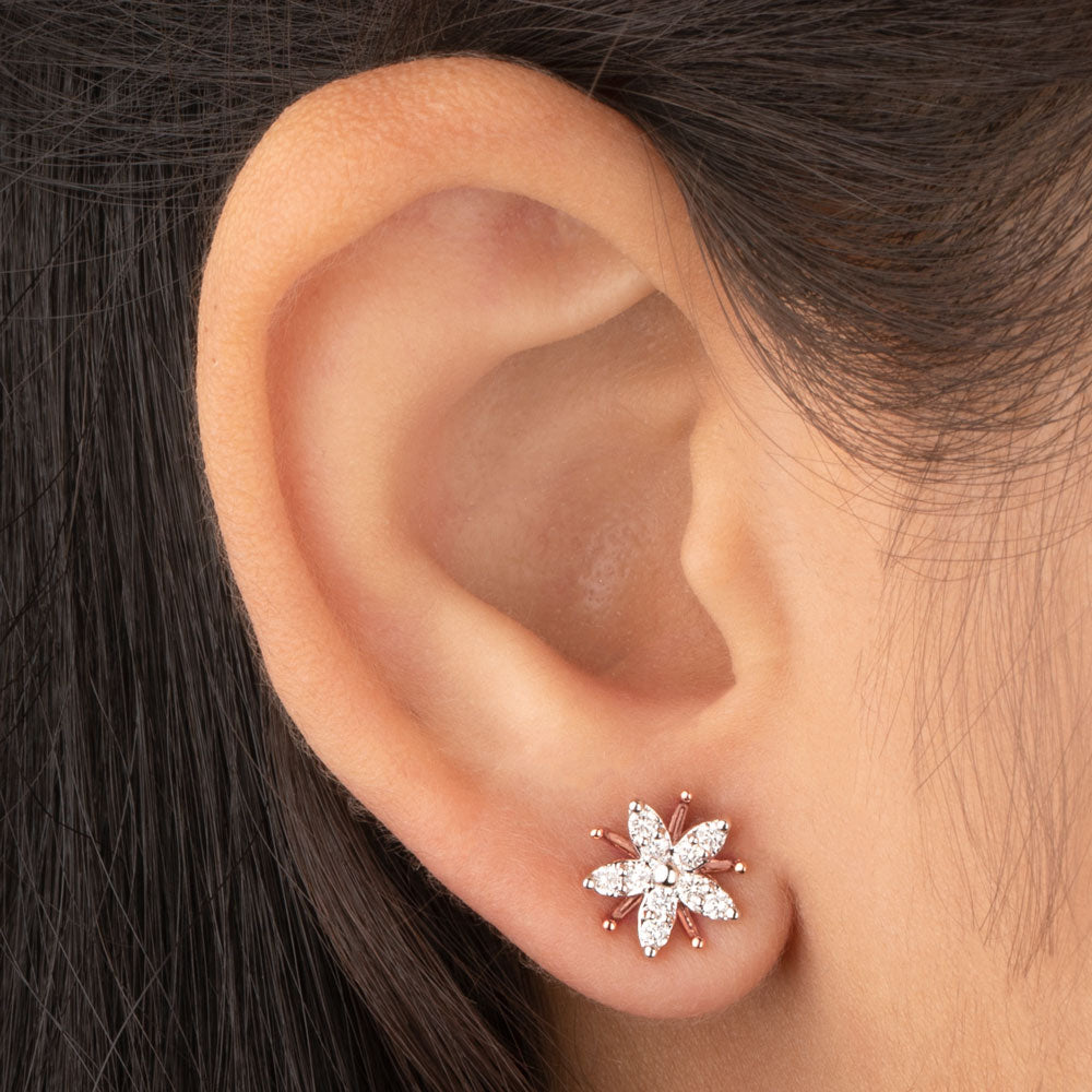 14K Rose Gold Diamond Earrings - 0.33ct VVS-VS-GH