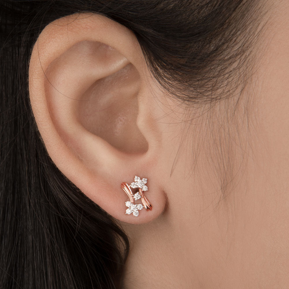 14K Rose Gold Diamond Earrings - 0.27ct SI-GH