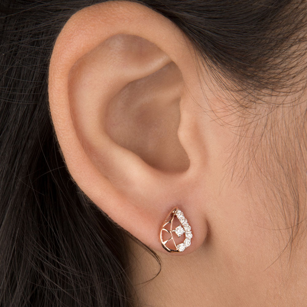 14K Rose Gold Diamond Earrings - 0.2ct VVS-VS-HI