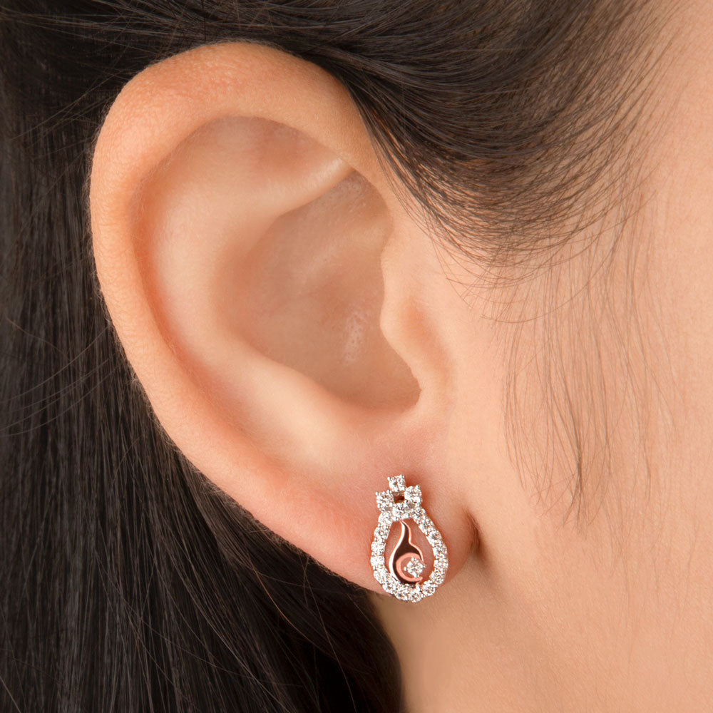 14K Rose Gold Diamond Earrings - 0.35ct VVS-VS-HI