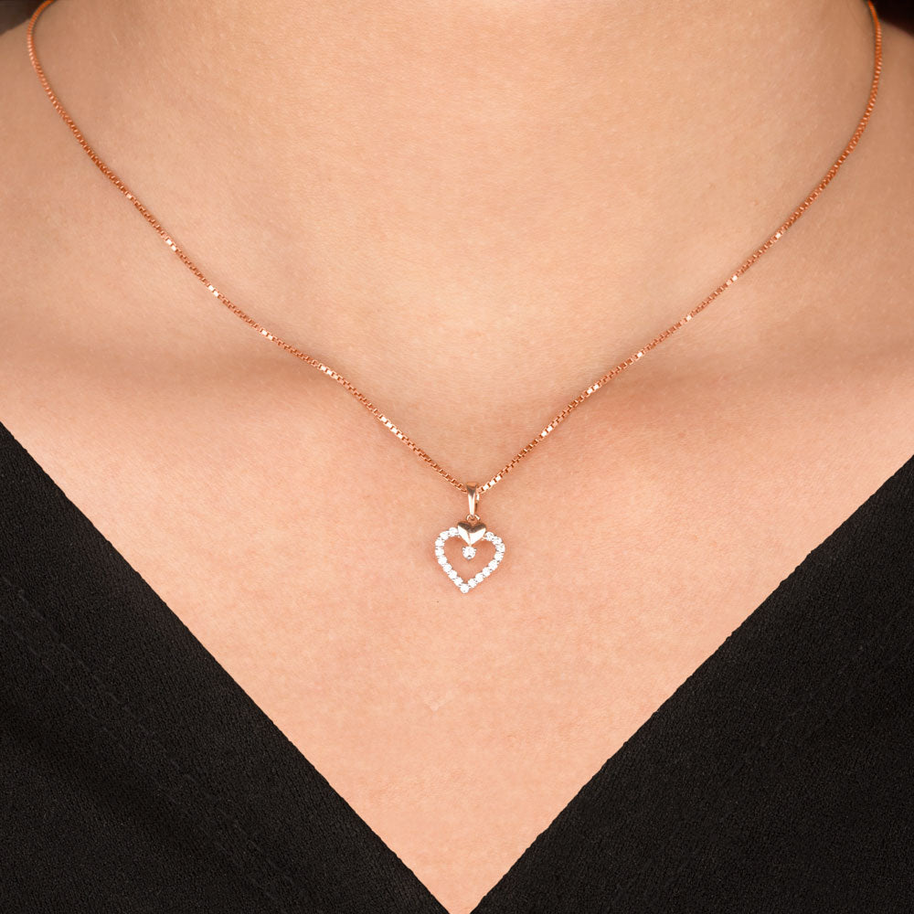 14K Rose Gold Diamond Pendant - 0.1ct SI-GH