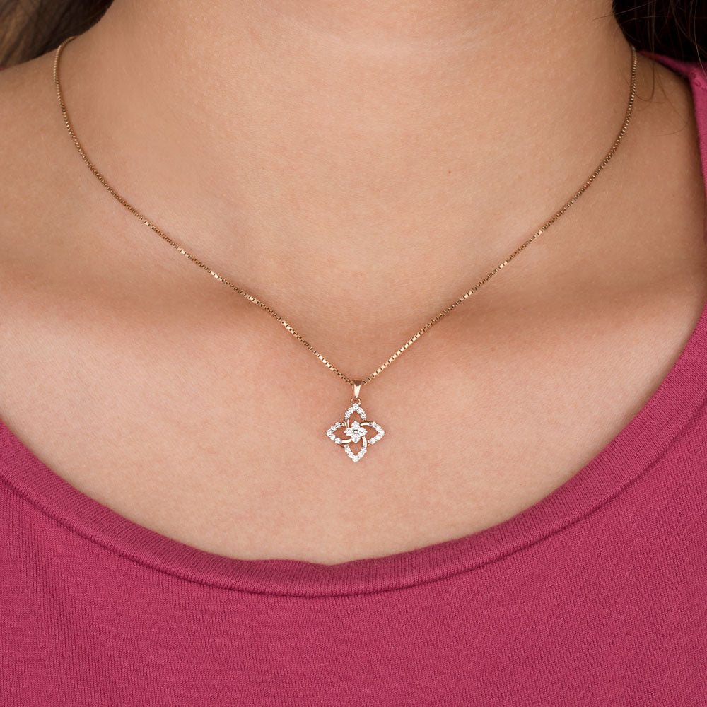 14K Rose Gold Diamond Pendant - 0.17ct VVS-VS-GH