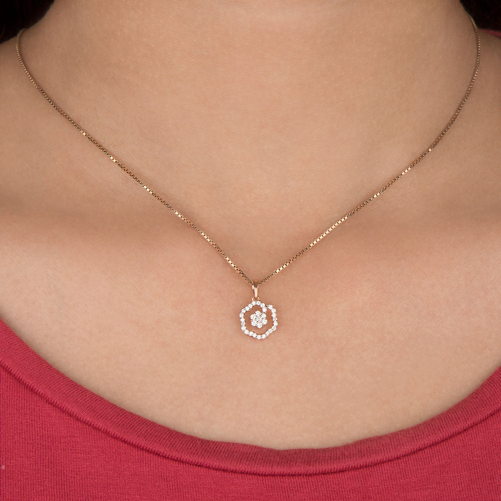 14K Rose Gold Diamond Pendant - 0.19ct SI-GH