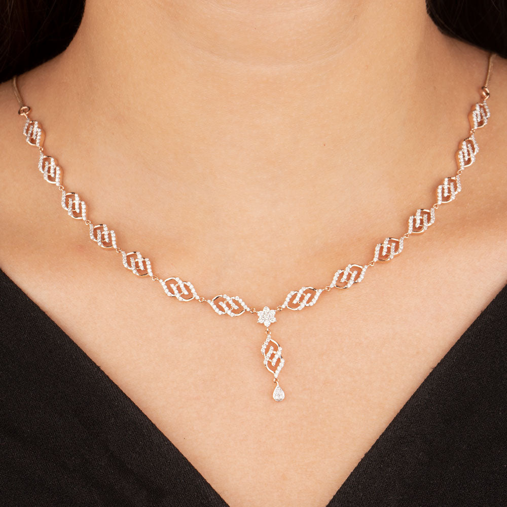 18K Rose Gold Diamond Necklace - 1.5ct SI-IJ