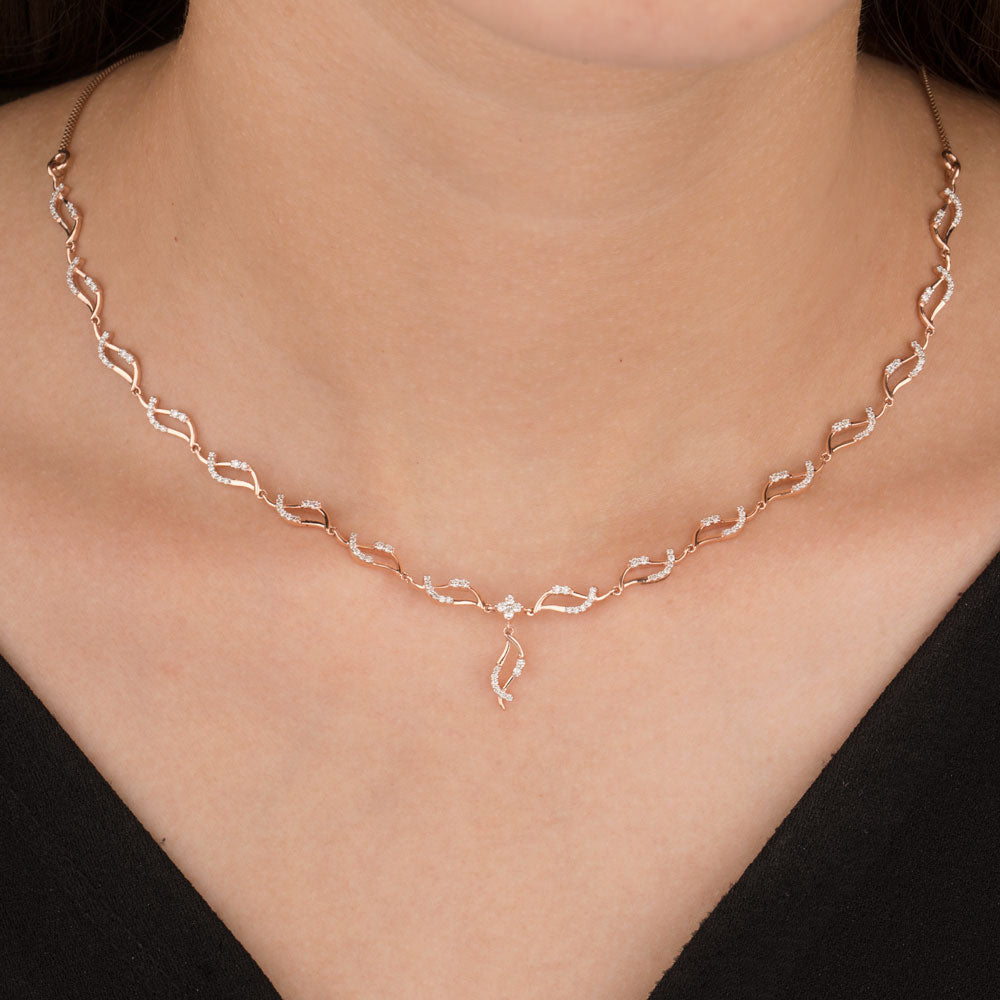 14K Rose Gold Diamond Necklace - 0.71ct VS-SI-FG