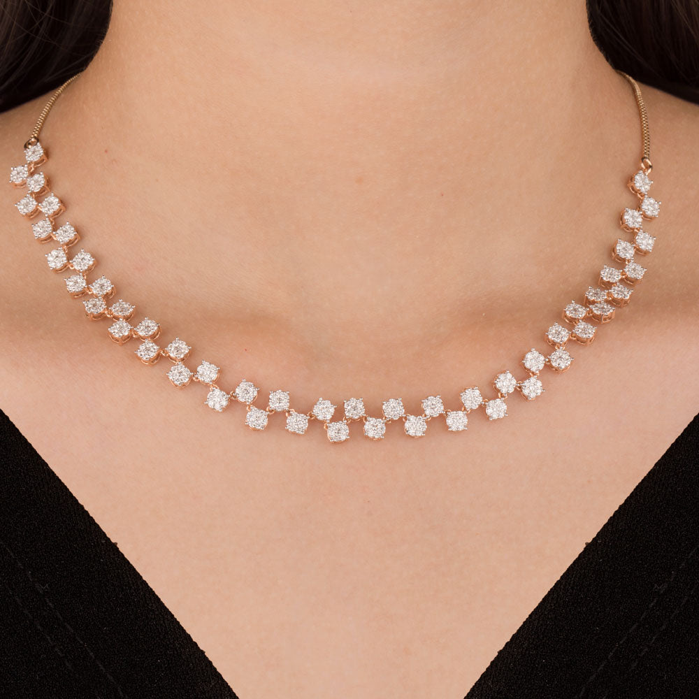 18K Rose Gold Diamond Necklace - 4.759ct VVS-VS-GH