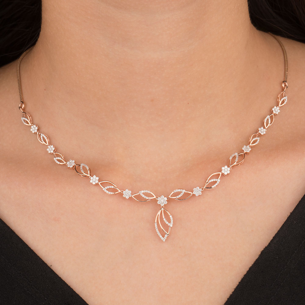 18K Rose Gold Diamond Necklace - 1.248ct VS-SI-HI