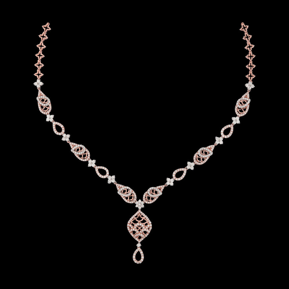 14K Rose Gold Diamond Necklace - 3.23ct VS-SI-FG