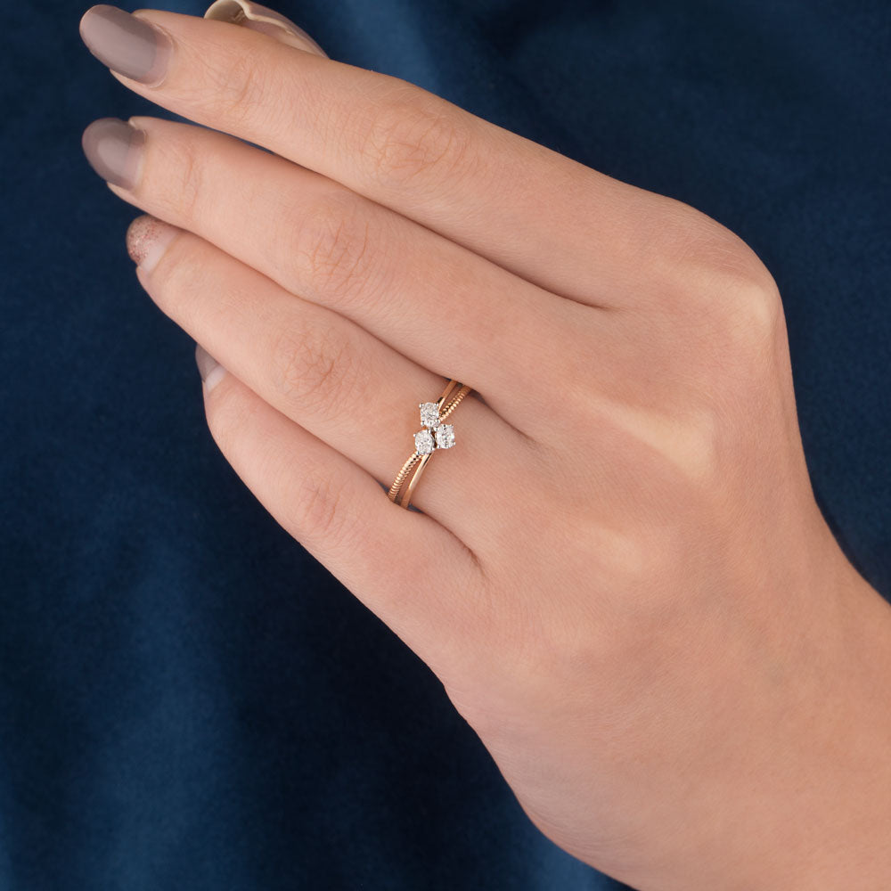 18K Rose Gold Diamond Ring - 0.24ct VS-SI-GH