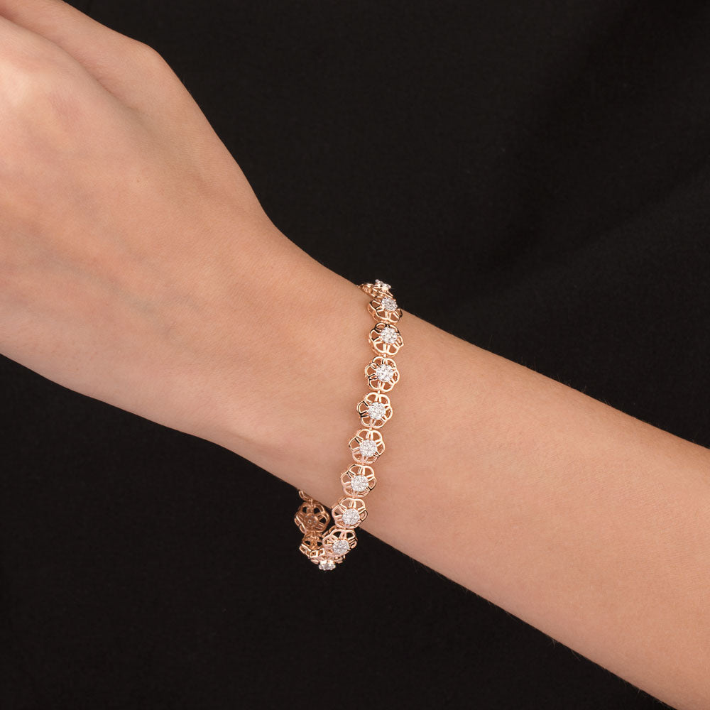 14K Rose Gold Diamond Bracelet - 1.12ct VVS-VS-GH