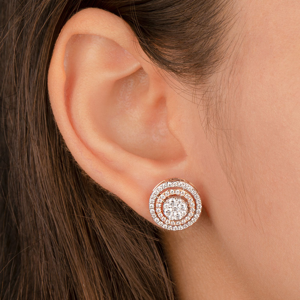 14K Rose Gold Diamond Earrings - 1.35ct VS-SI-FG