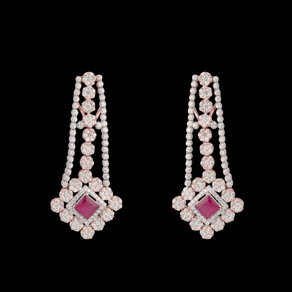 18K Rose Gold Diamond Jewellery - 5.04ct VVS-VS-GH with Colour Stones