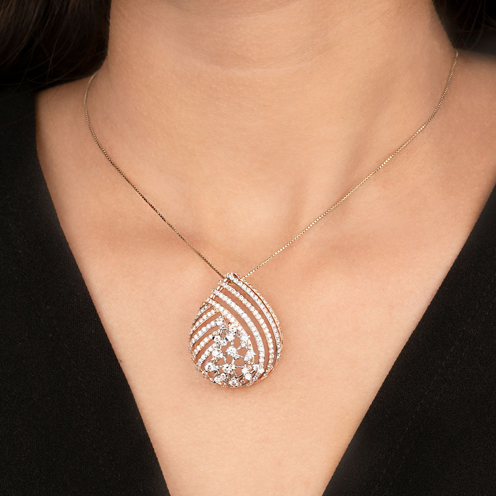 18K Rose Gold Diamond Pendant - 2.52ct VVS-VS-GH