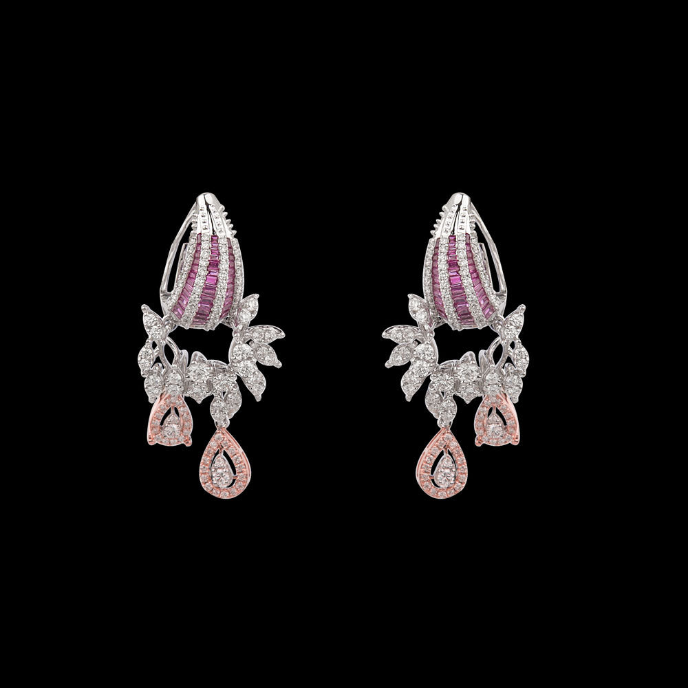 14K Rose Gold Diamond Jewellery - 2.52ct VVS-VS-GH with Colour Stones