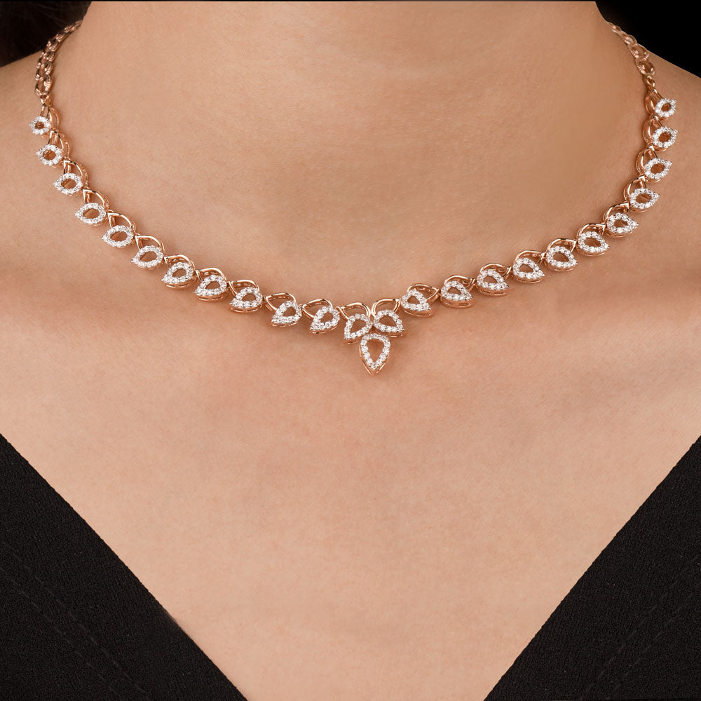 18K Rose Gold Diamond Necklace - 1.89ct VVS-VS-FG
