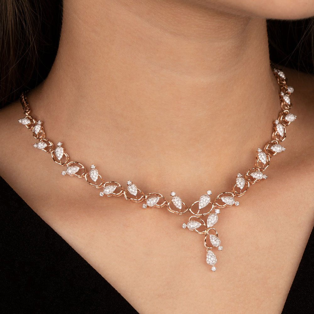 14K Rose Gold Diamond Necklace - 3.02ct VS-SI-FG