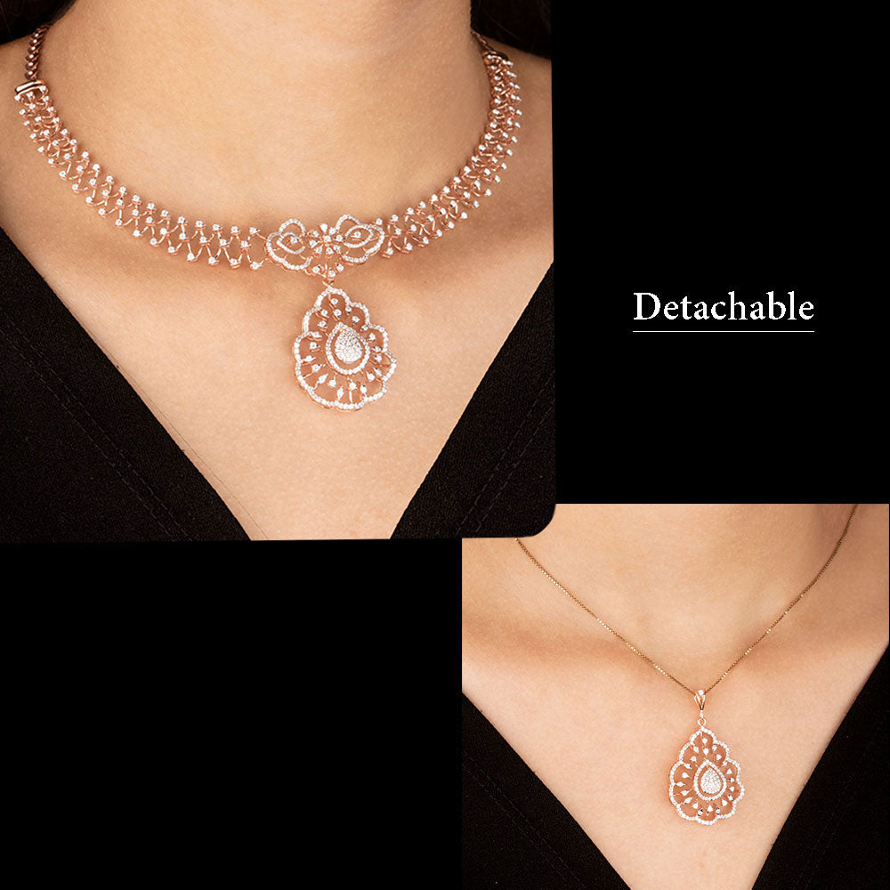 14K Rose Gold Diamond Necklace - 3.25ct VS-SI-FG