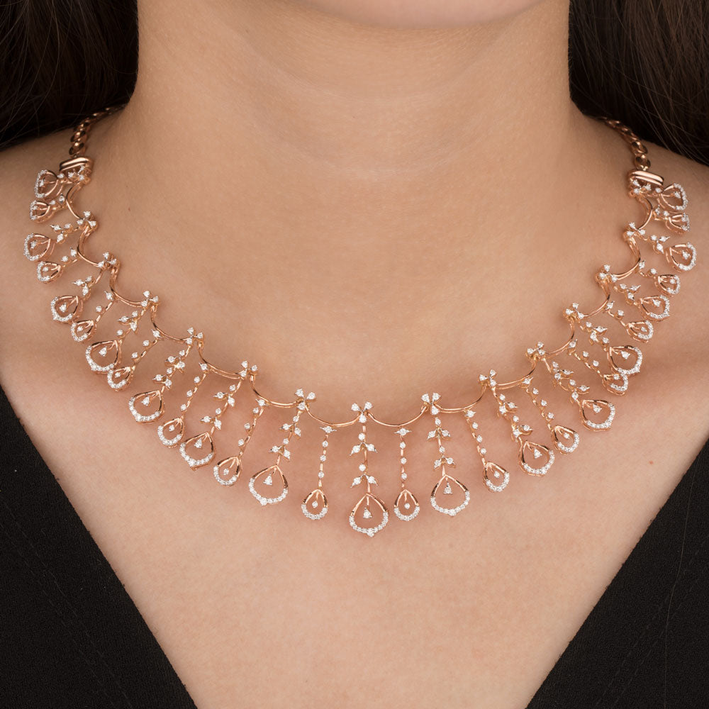 18K Rose Gold Diamond Necklace - 2.76ct VVS-VS-GHI
