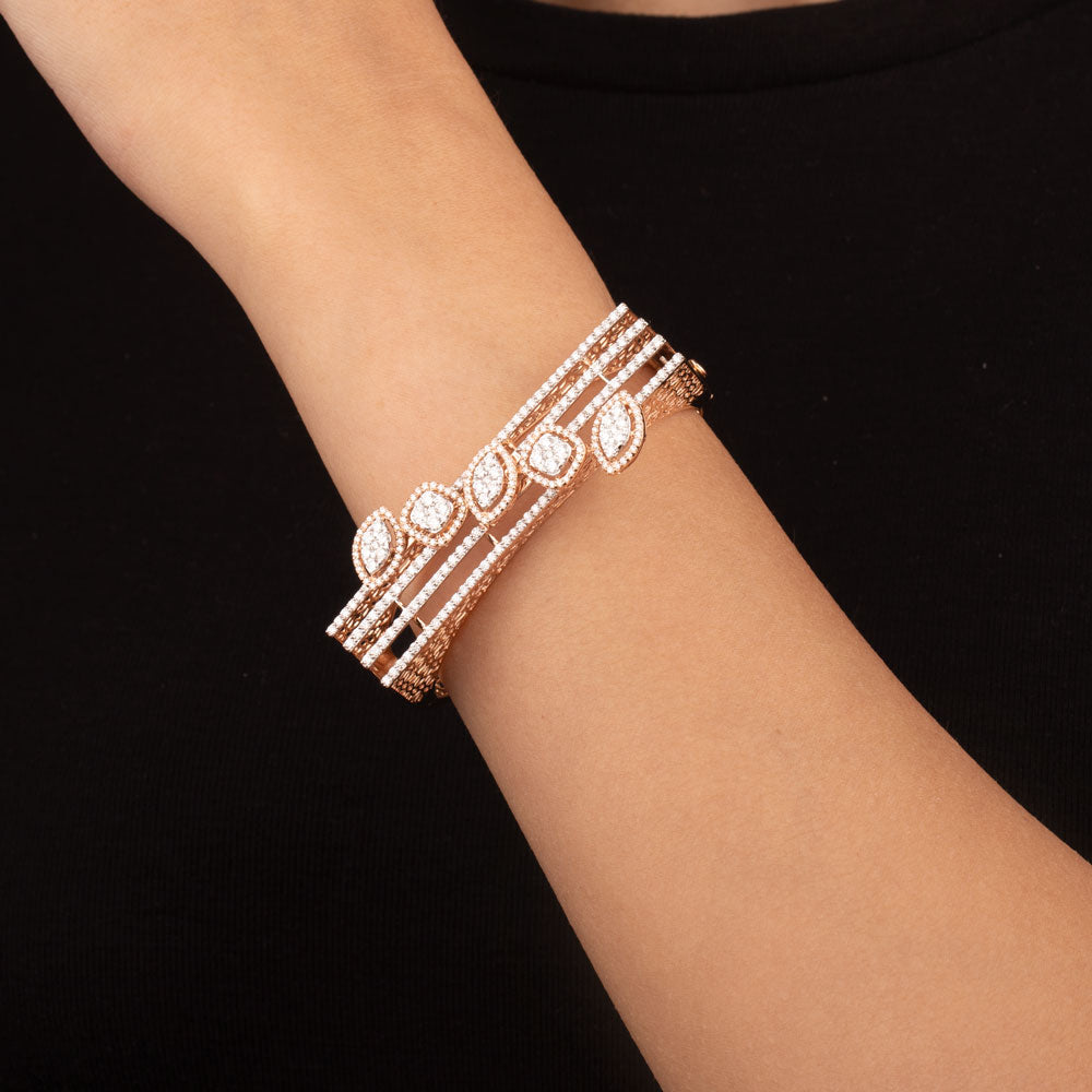 18K Rose Gold Diamond Kada - 2.963ct VVS-VS-GH