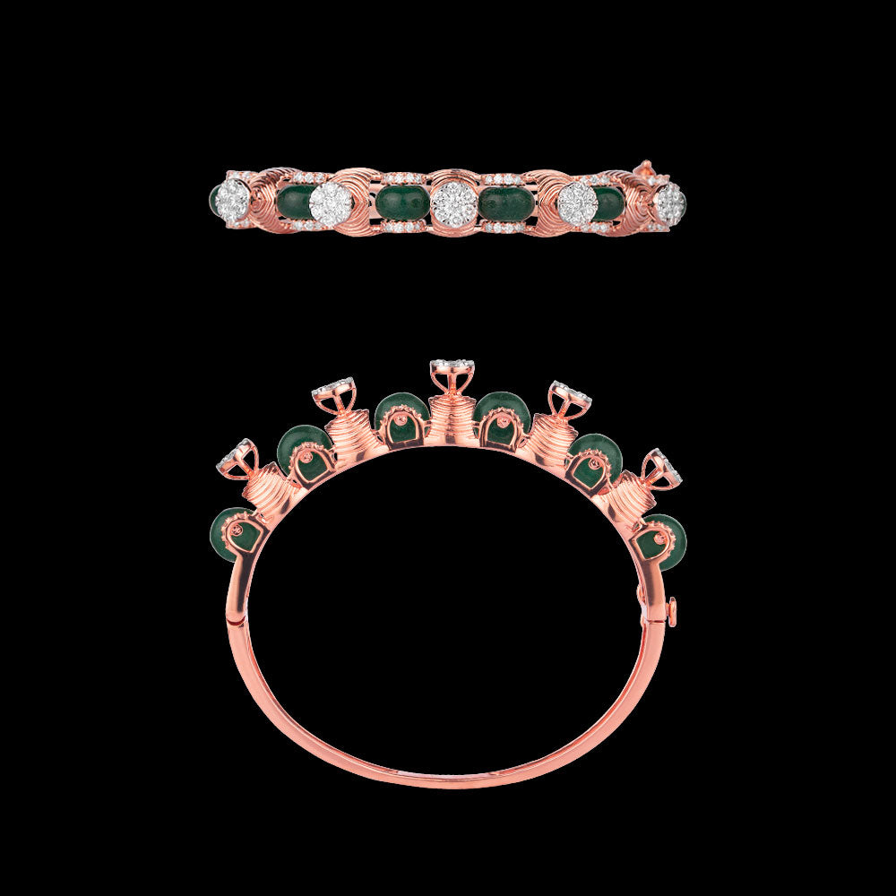 18K Rose Gold Diamond Kada - 2.07ct VVS-VS-GH with Colour Stones