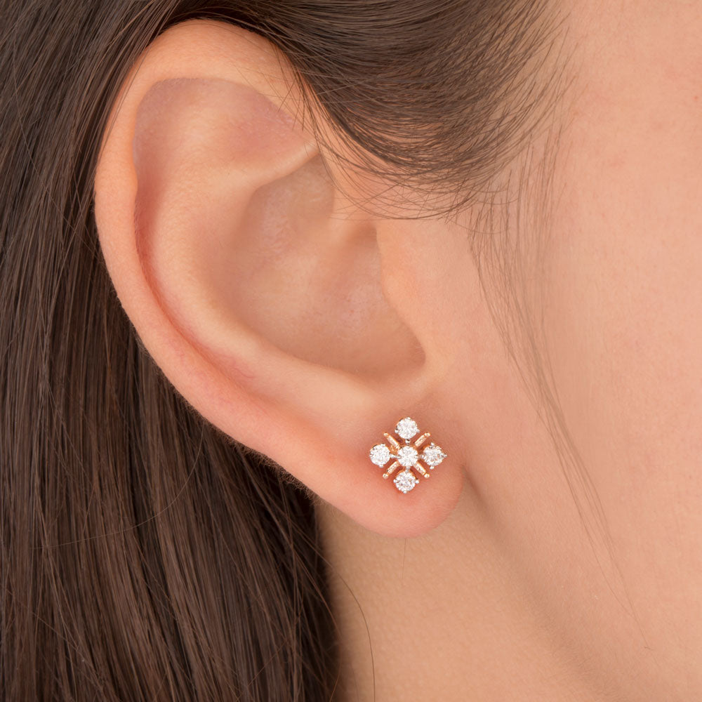 18K Rose Gold Diamond Earrings - 0.444ct VVS-VS-GH