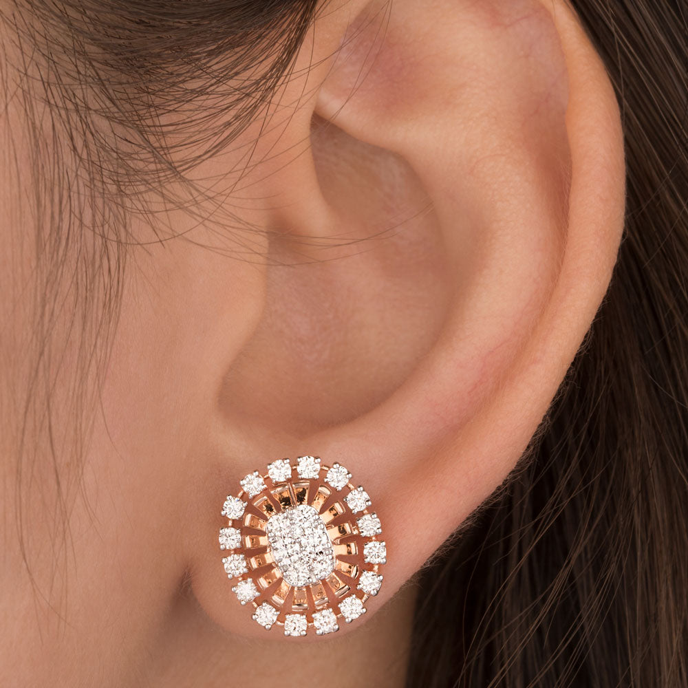 18K Rose Gold Diamond Earrings - 1.06ct VS-SI-HI