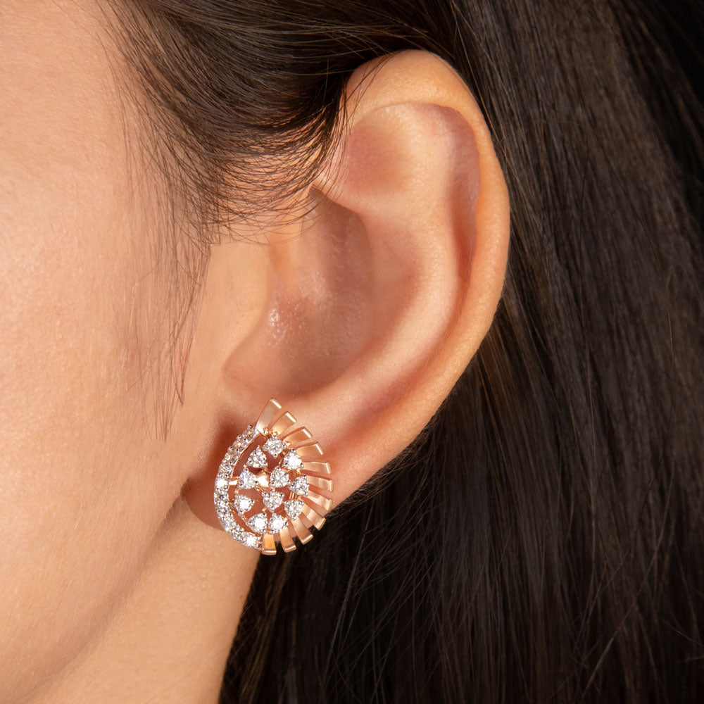 18K Rose Gold Diamond Earrings - 1.045ct VS-SI-HI