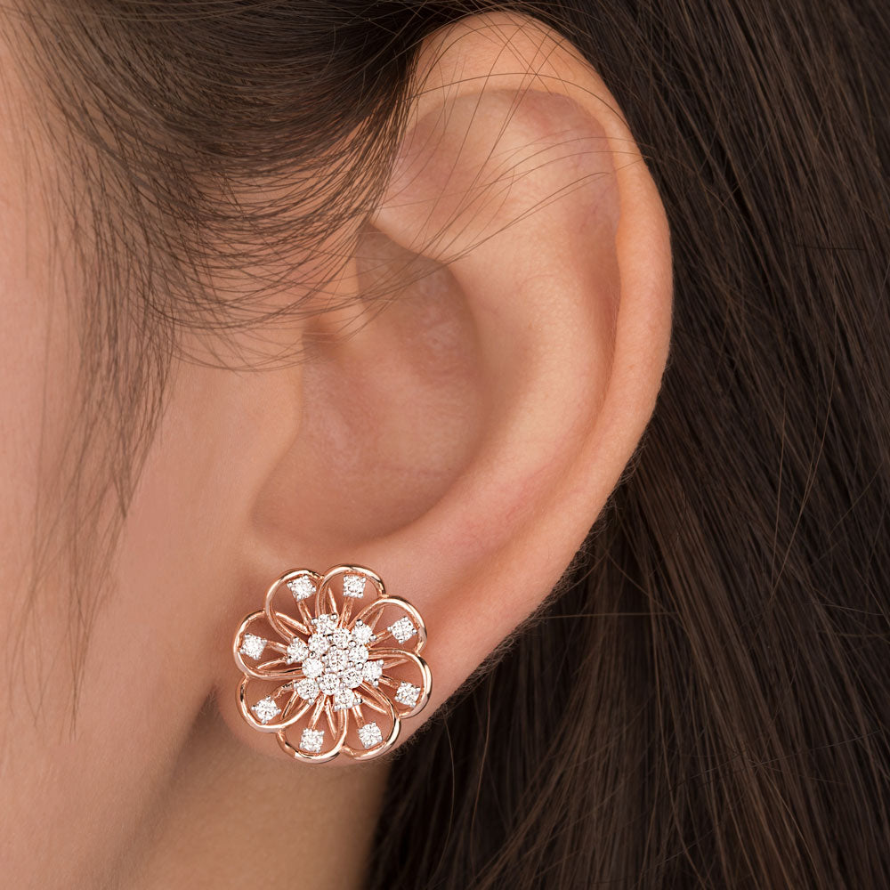 14K Rose Gold Diamond Earrings - 0.75ct VVS-VS-GH
