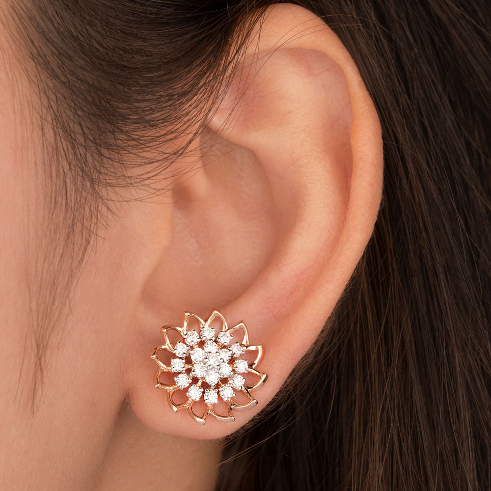 18K Rose Gold Diamond Earrings - 1.005ct VS-SI-HI