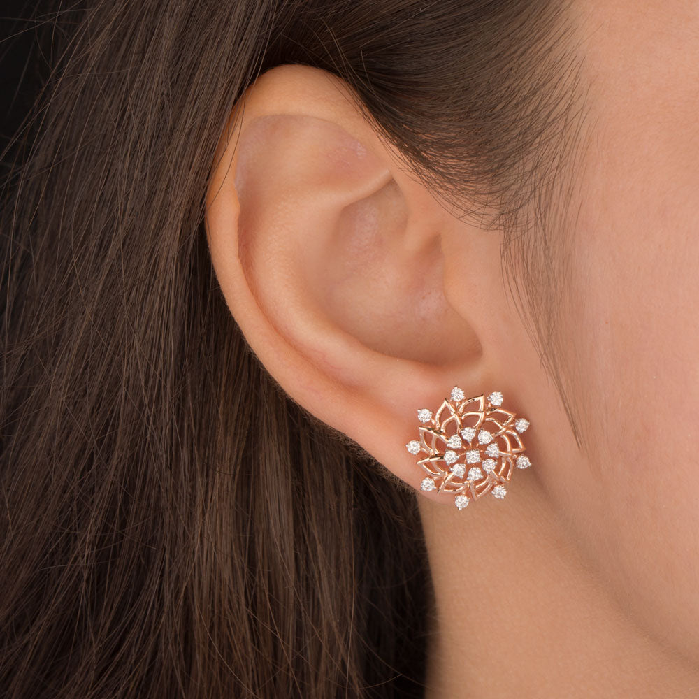 18K Rose Gold Diamond Earrings - 0.686ct VVS-VS-GH