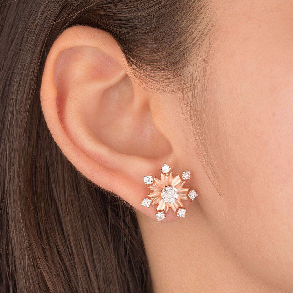 18K Rose Gold Diamond Earrings - 0.856ct VVS-VS-GH