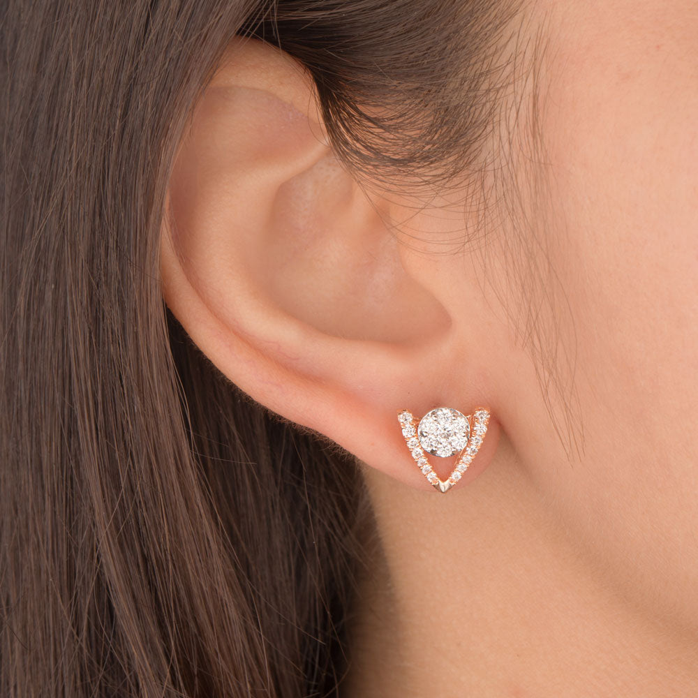 18K Rose Gold Diamond Earrings - 0.742ct VVS-VS-GH