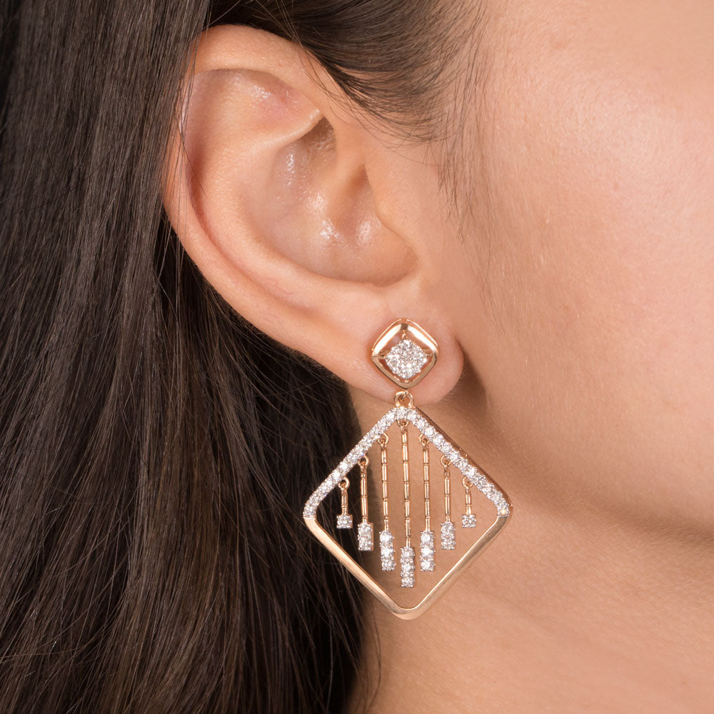 18K Rose Gold Diamond Earrings - 1.926ct VVS-VS-HI