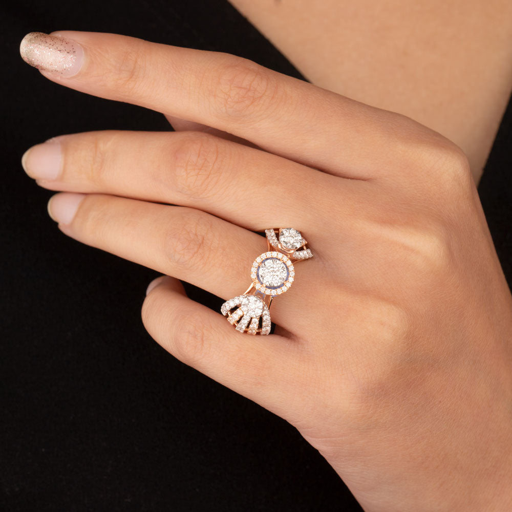 18K Rose Gold Diamond Ring - 1.57ct VVS-VS-GH with Colour Stones