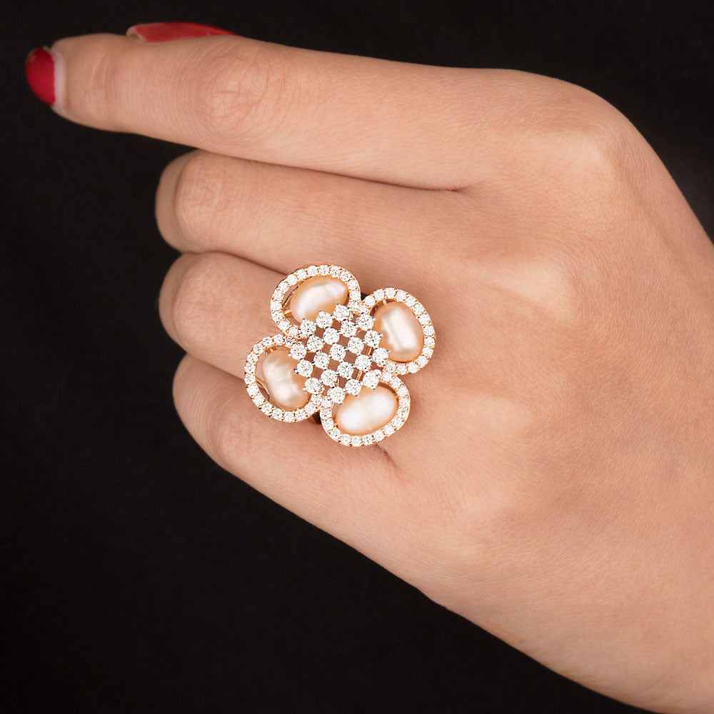 18K Rose Gold Diamond Ring - 1.41ct VVS-VS-IJ with Colour Stones