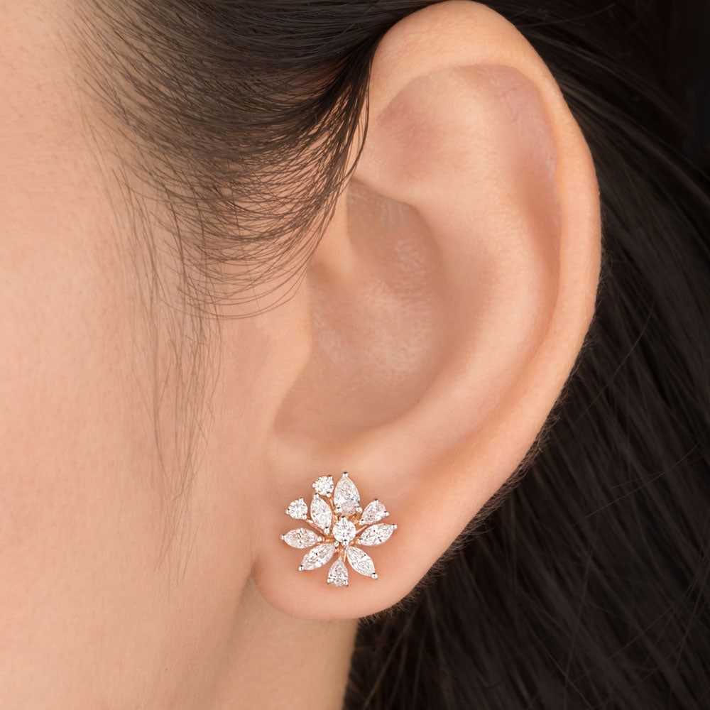 18K Rose Gold Diamond Earrings - 1.102ct VVS-EF
