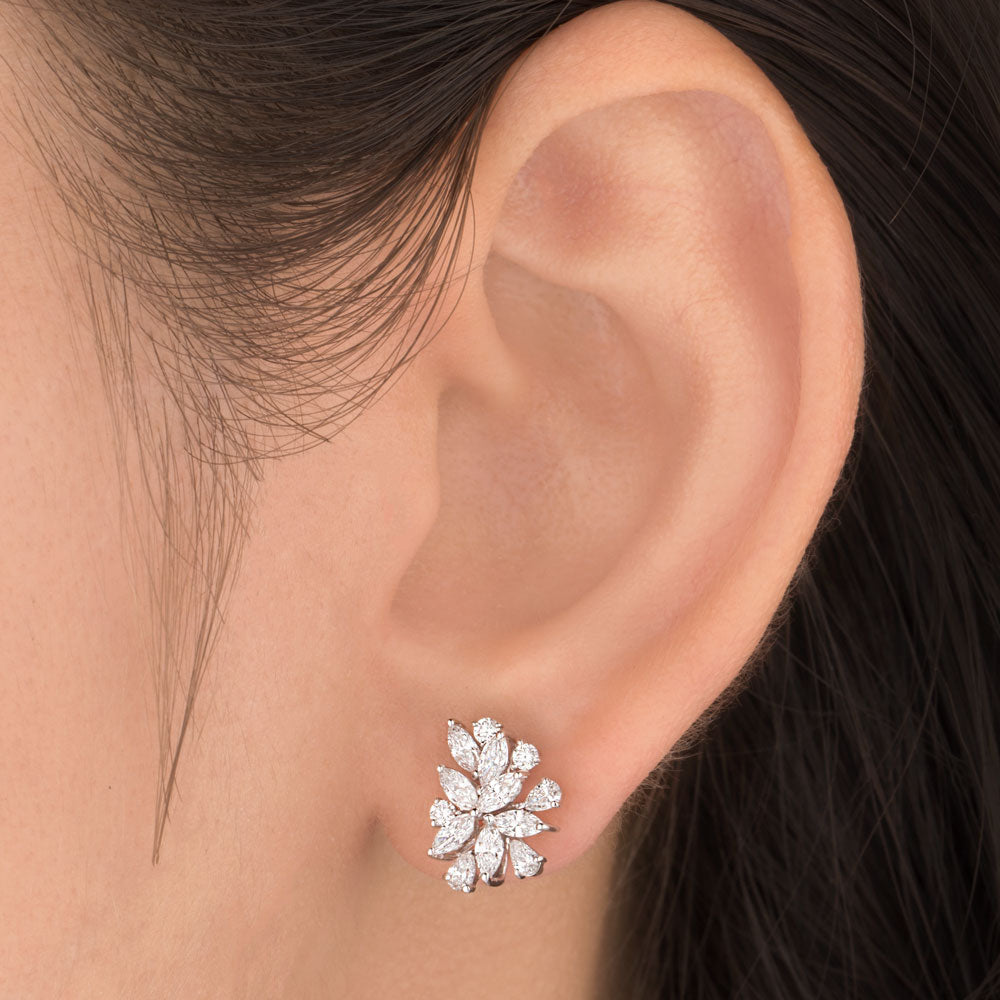 18K Two Tone Gold Diamond Earrings - 1.084ct VVS-EF
