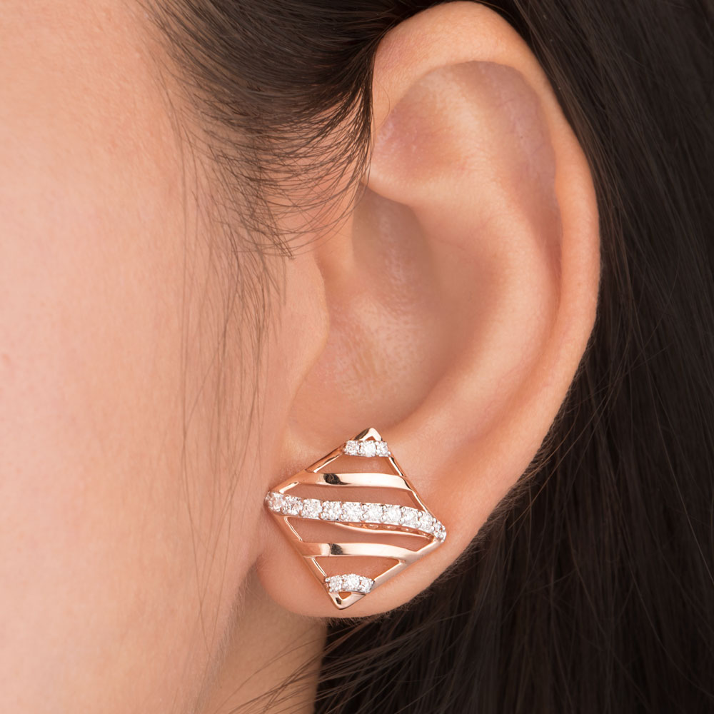 14K Rose Gold Diamond Earrings - 0.549ct VS-EF