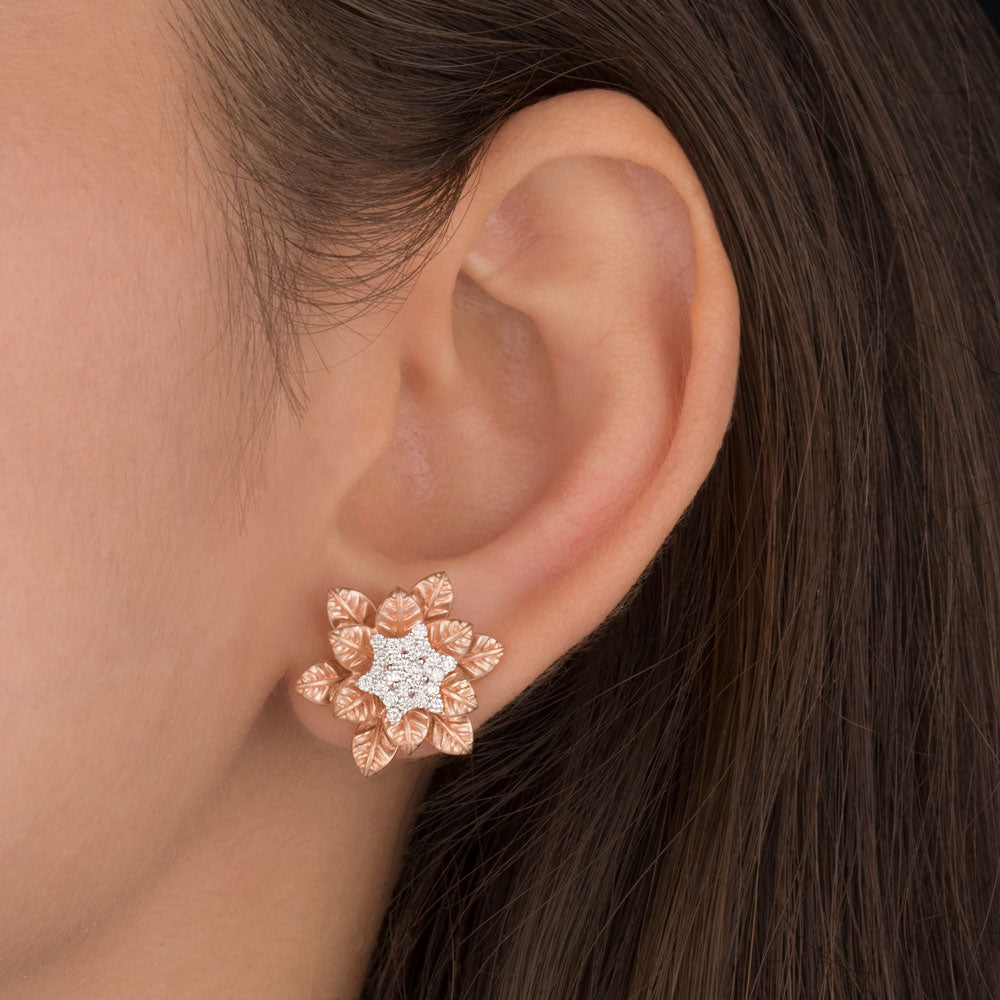 14K Rose Gold Diamond Earrings - 0.524ct VS-EF