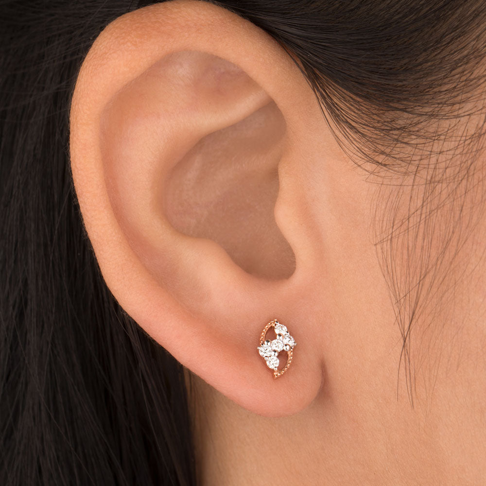 18K Rose Gold Diamond Earrings - 0.181ct VS-SI-EF
