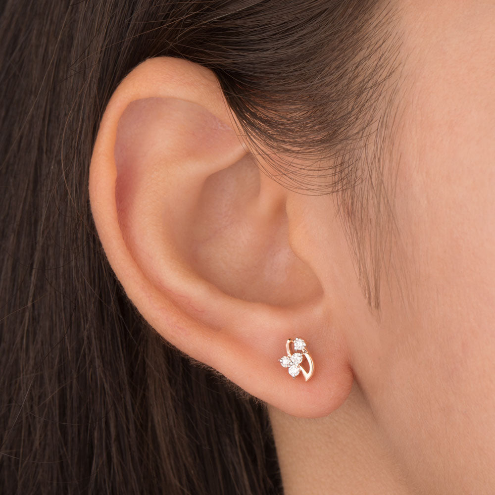 14K Rose Gold Diamond Earrings - 0.163ct VVS-VS-HI