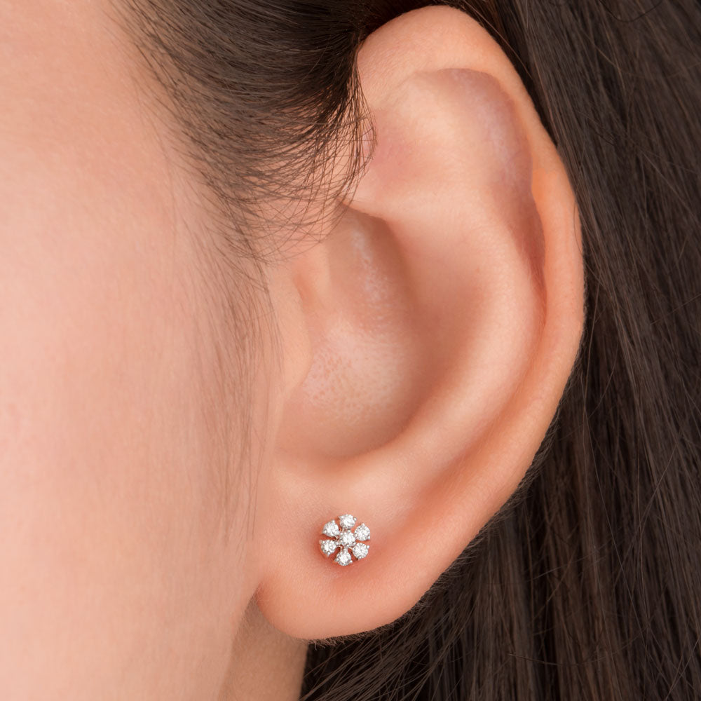 18K Rose Gold Diamond Earrings - 0.144ct VVS-VS-EF