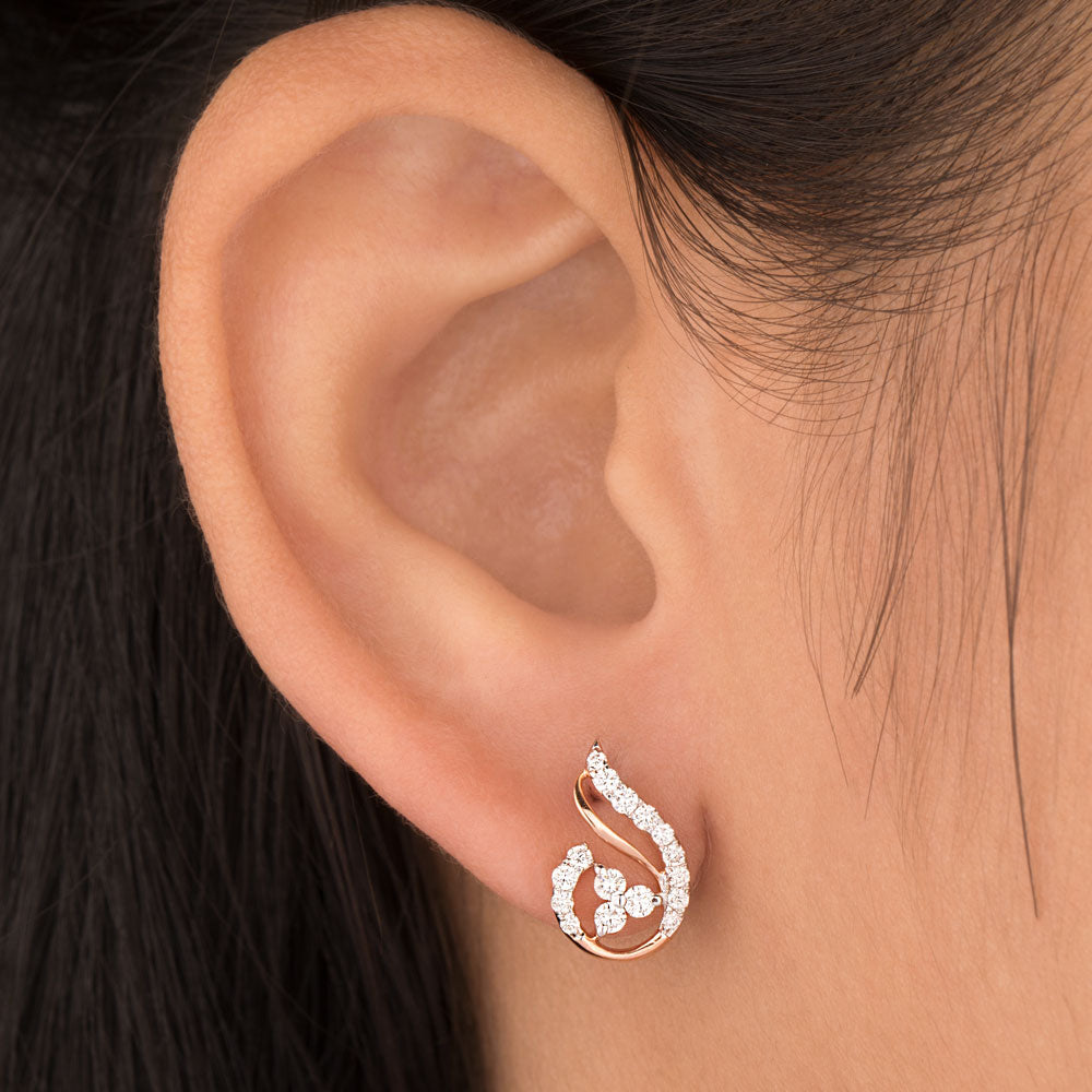 18K Rose Gold Diamond Earrings - 0.417ct VS-SI-EF