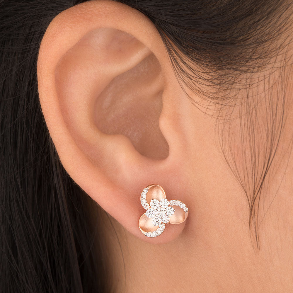 18K Rose Gold Diamond Earrings - 0.721ct VVS-VS-HI