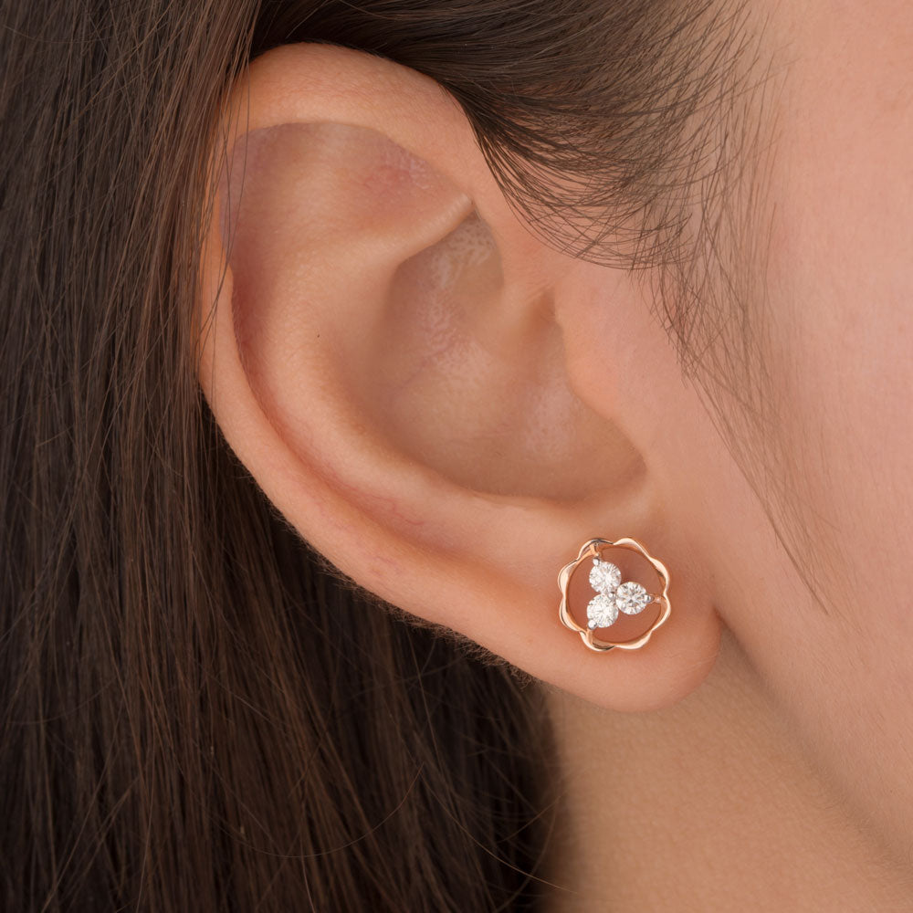 18K Rose Gold Diamond Earrings - 0.382ct VVS-VS-HI