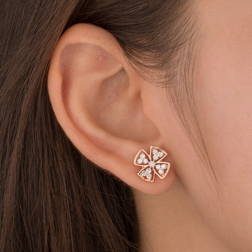 18K Rose Gold Diamond Earrings - 0.563ct VS-GH