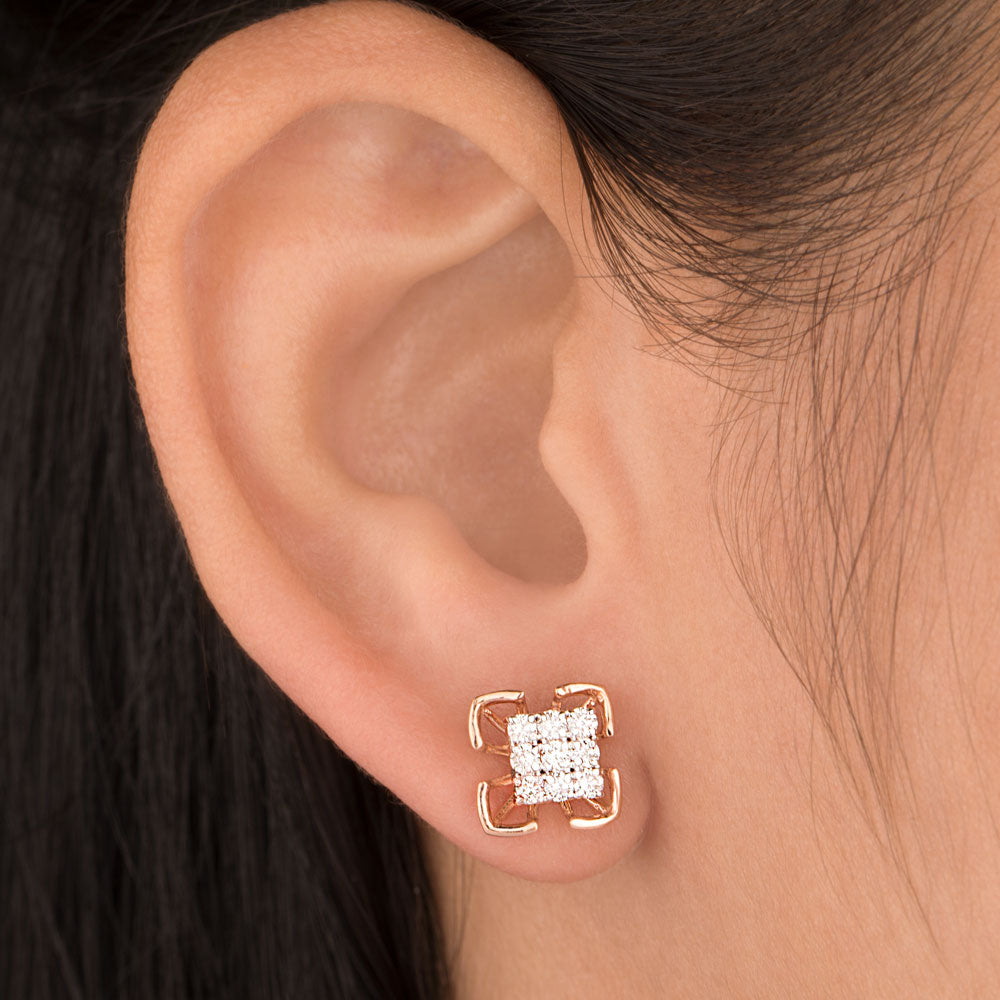 18K Rose Gold Diamond Earrings - 0.471ct VVS-VS-HI