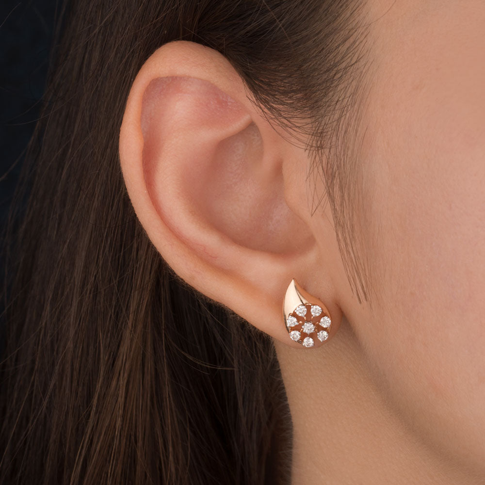 18K Rose Gold Diamond Earrings - 0.435ct VVS-VS-GH