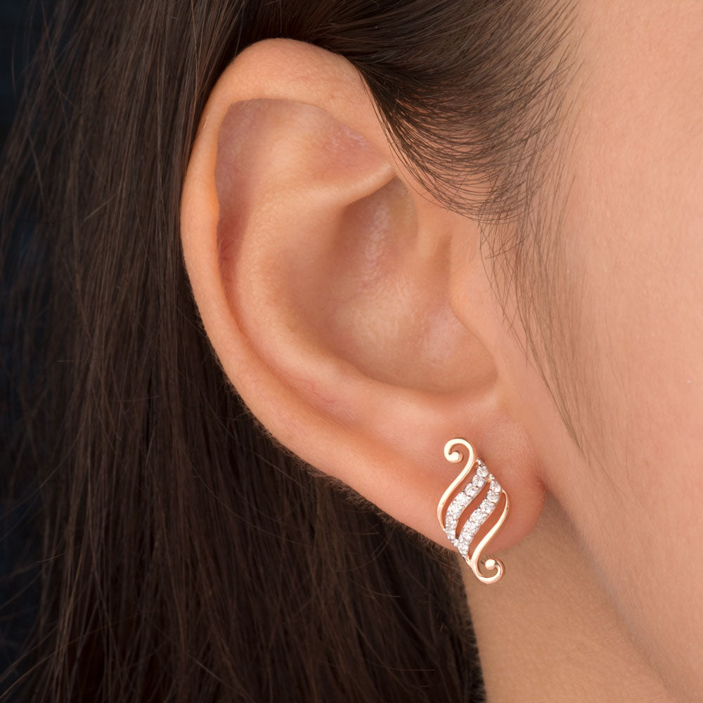 14K Rose Gold Diamond Earrings - 0.229ct VVS-VS-EF