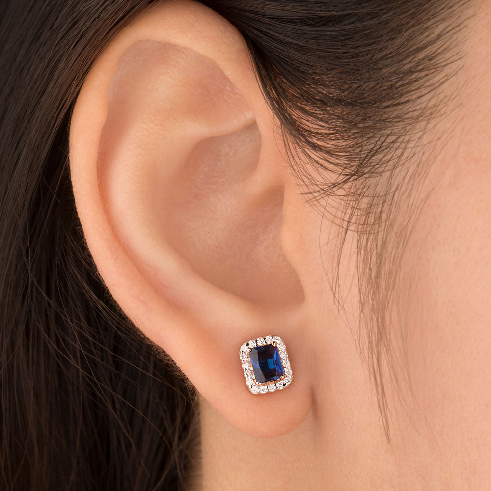 18K Rose Gold Diamond Earrings - 0.167ct VS-SI-EF with Colour Stones